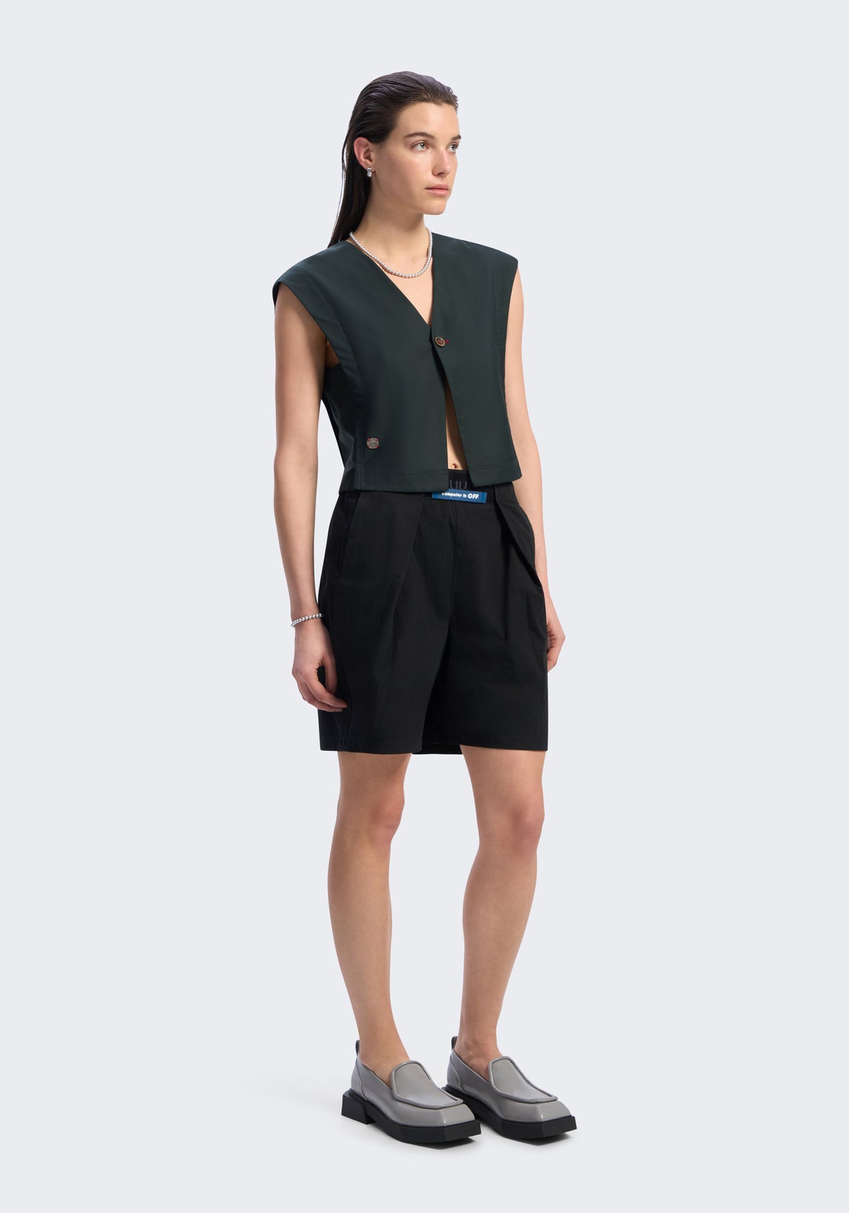 Computer is OFF Adjustable Pleated Shorts