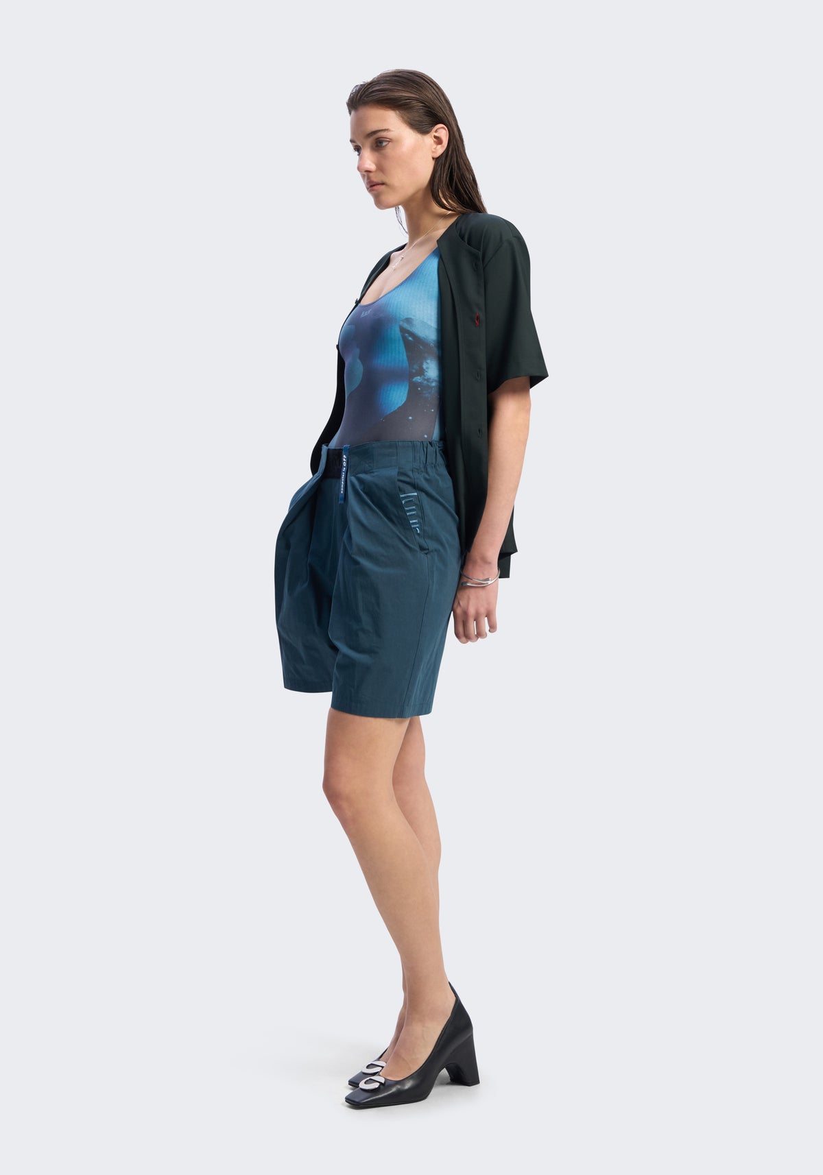 Computer is OFF Adjustable Pleated Shorts
