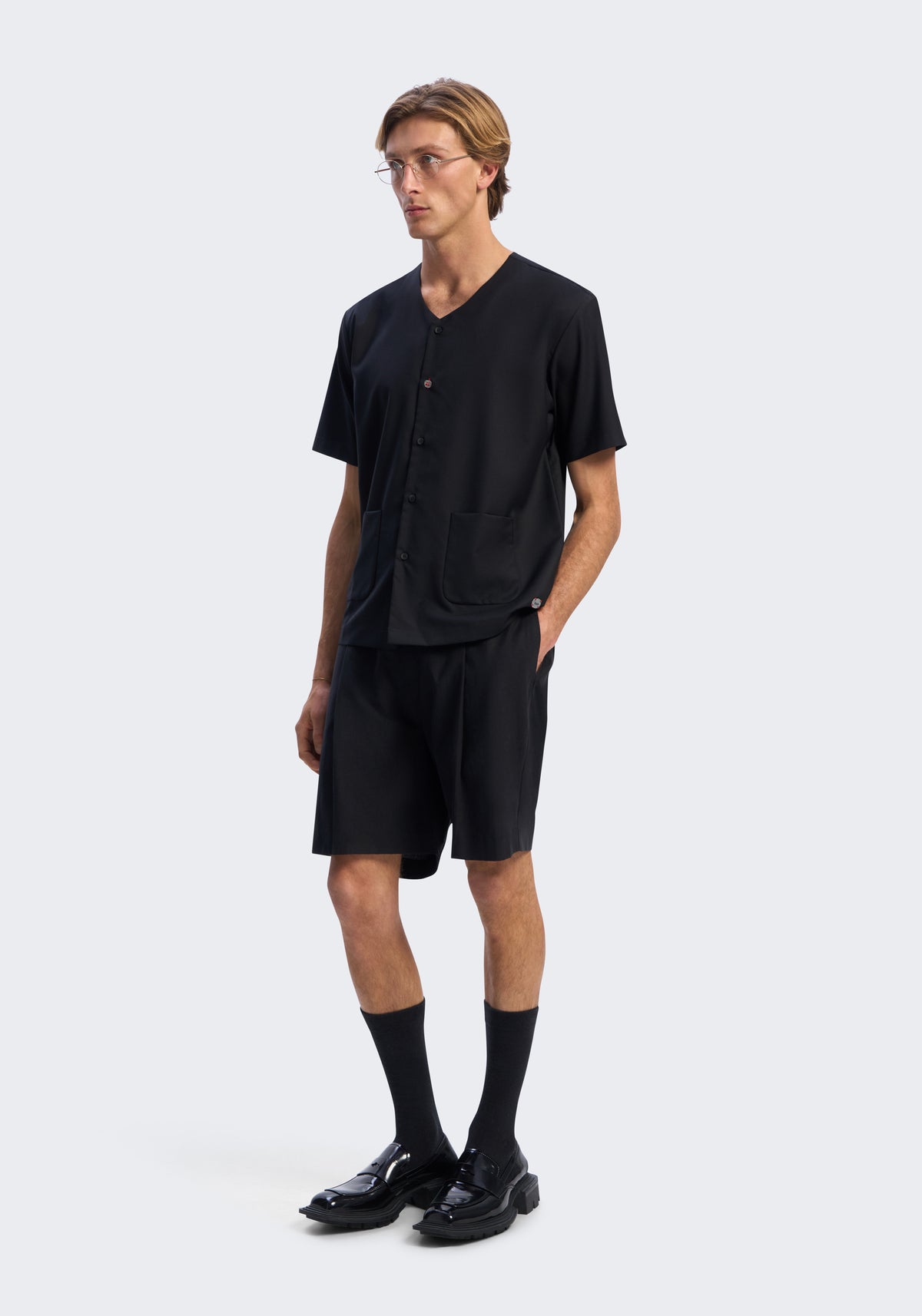 Tropical Merino V-Neck Short Sleeve Shirt