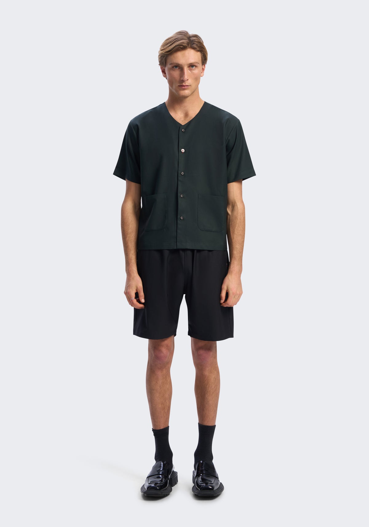 Tropical Merino V-Neck Short Sleeve Shirt