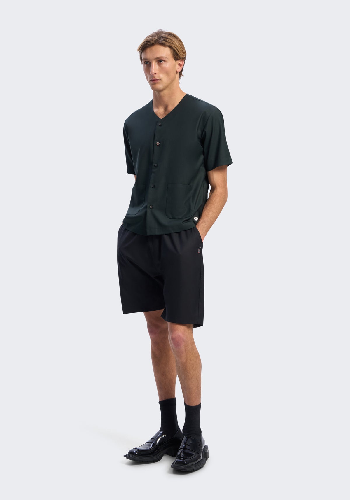 Tropical Merino V-Neck Short Sleeve Shirt