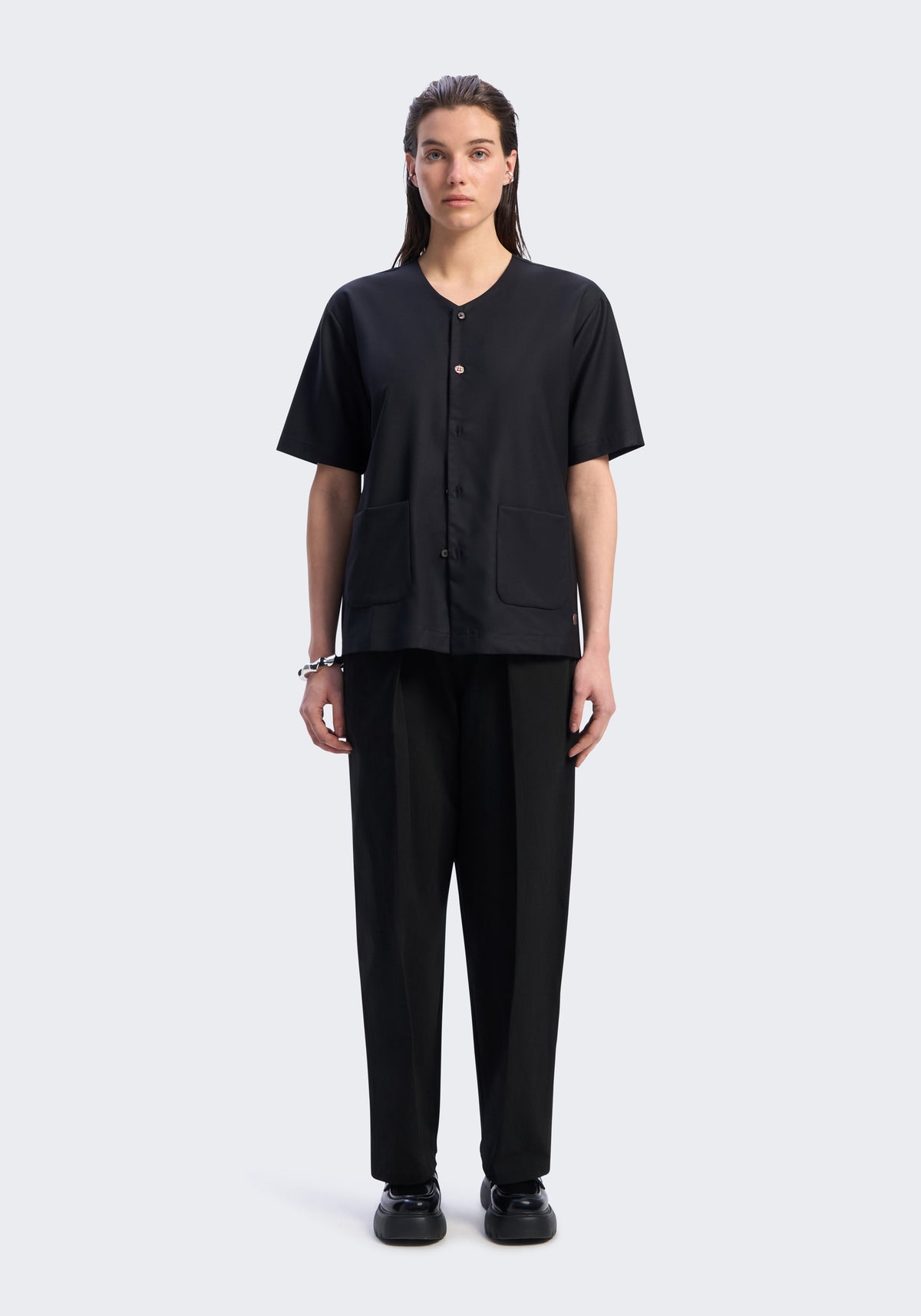 Tropical Merino V-Neck Short Sleeve Shirt