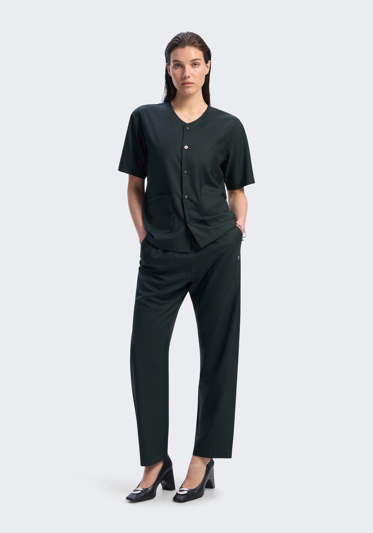Tropical Merino V-Neck Short Sleeve Shirt