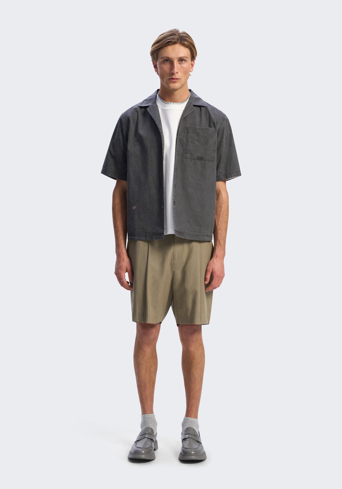 Enzyme-Washed Cotton Camp Shirt