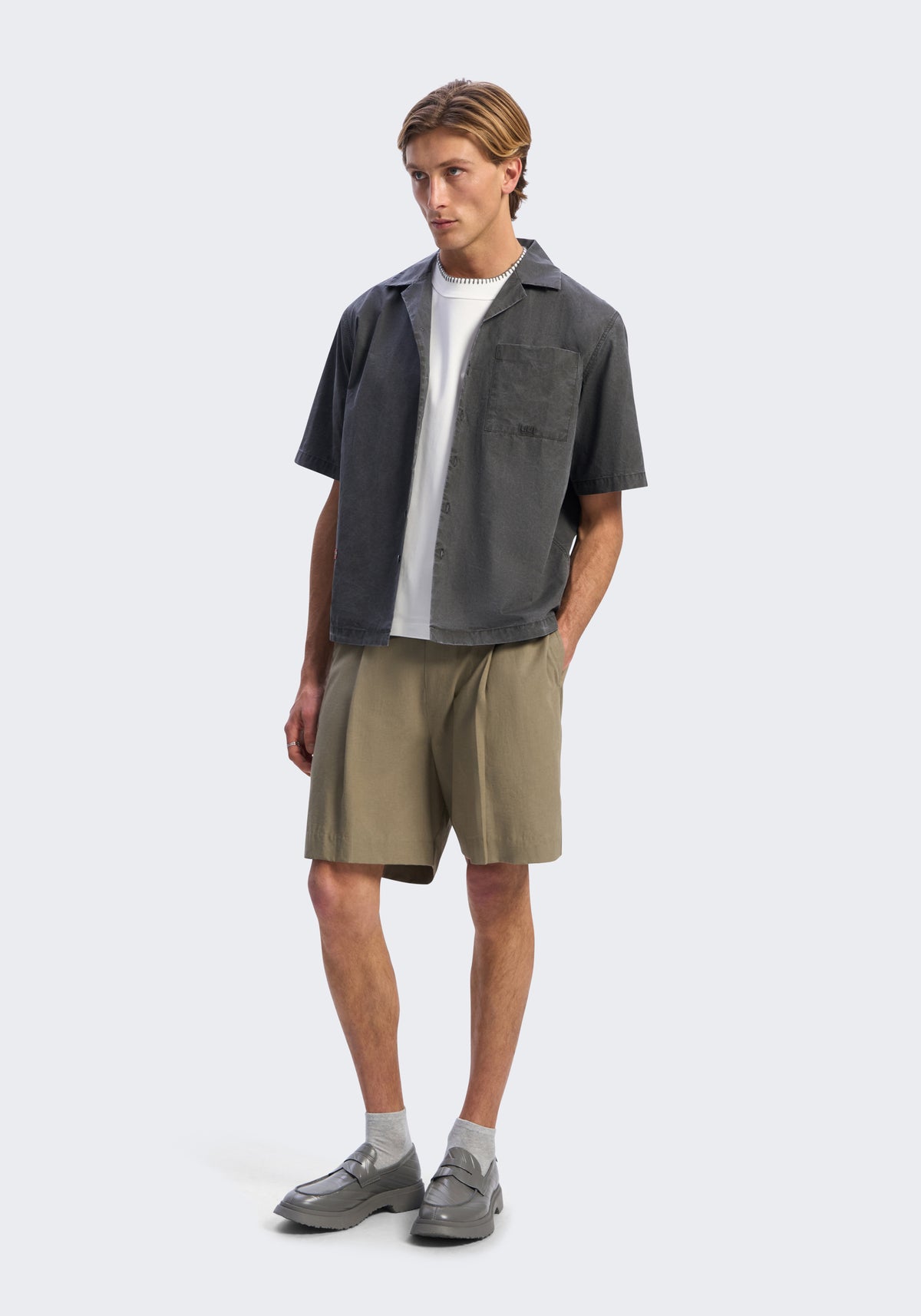 Enzyme-Washed Cotton Camp Shirt