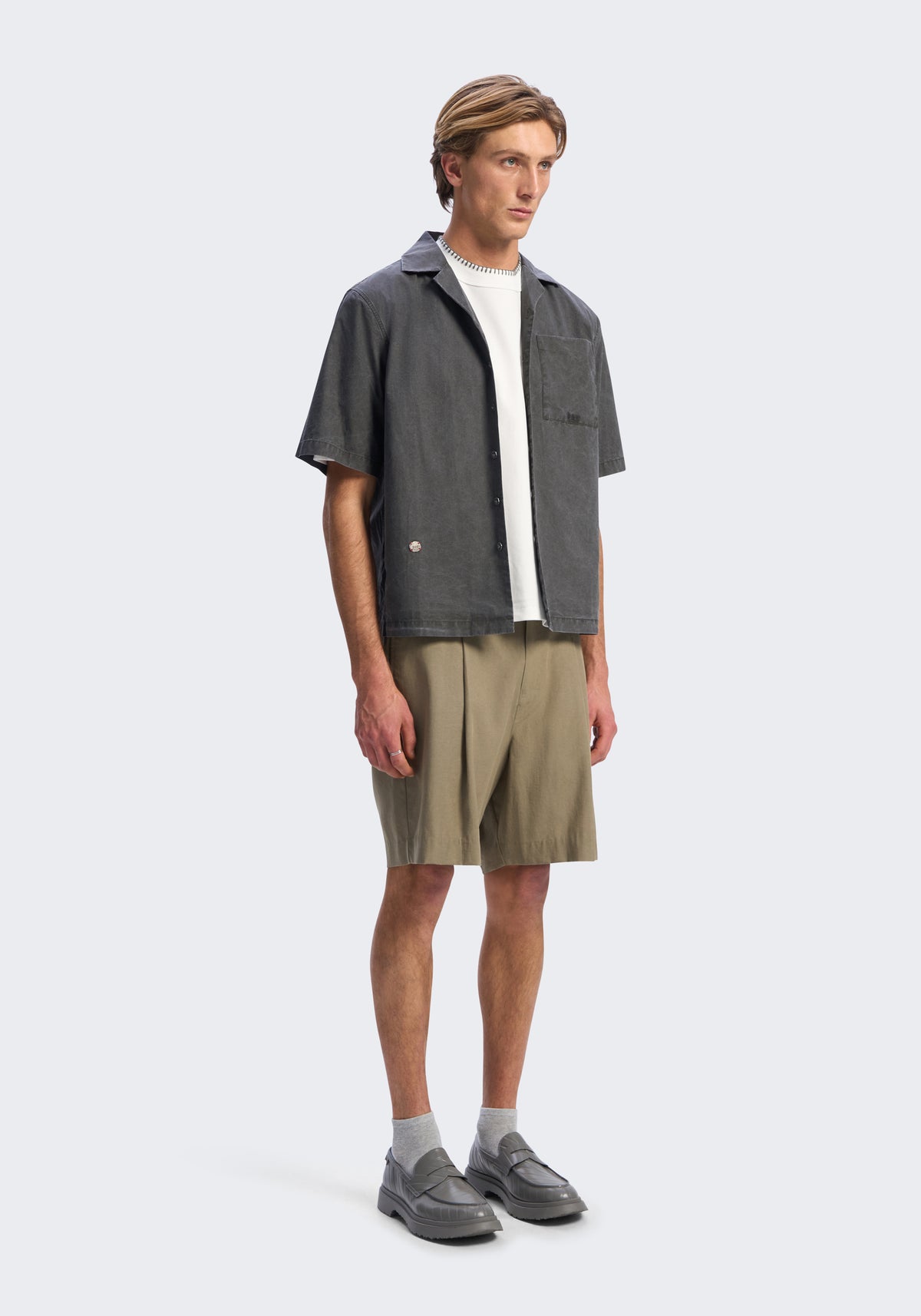 Enzyme-Washed Cotton Camp Shirt