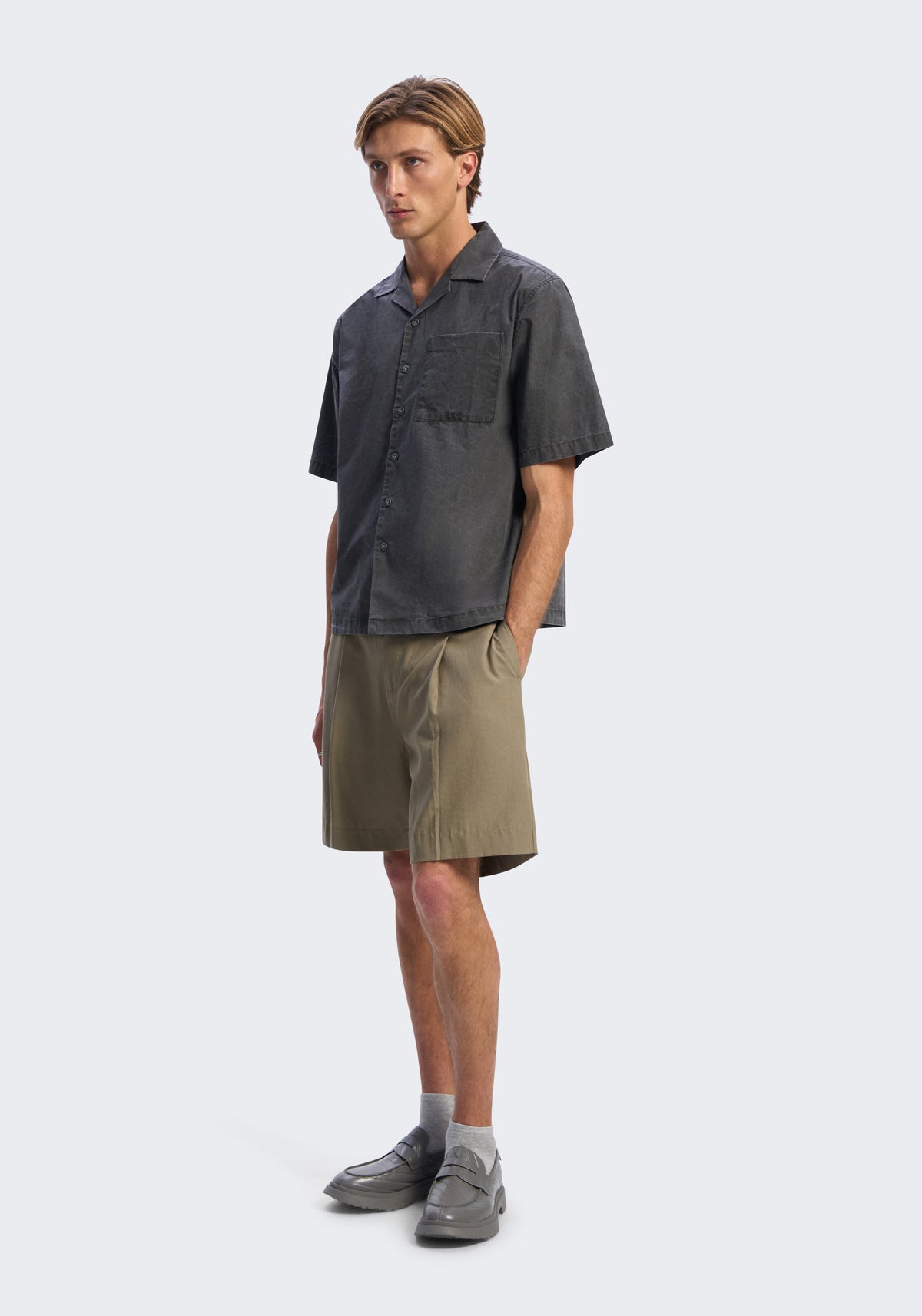 Enzyme-Washed Cotton Camp Shirt