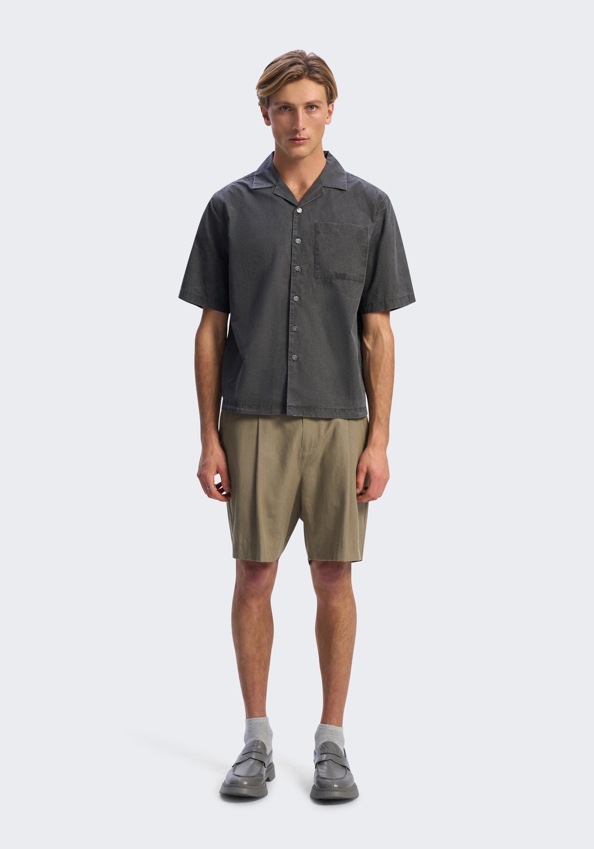 Enzyme-Washed Cotton Camp Shirt